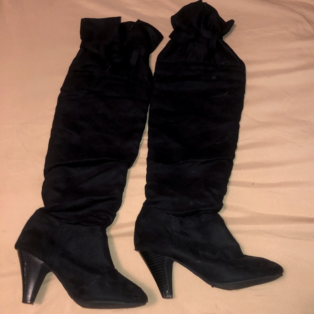 Black knee high heels